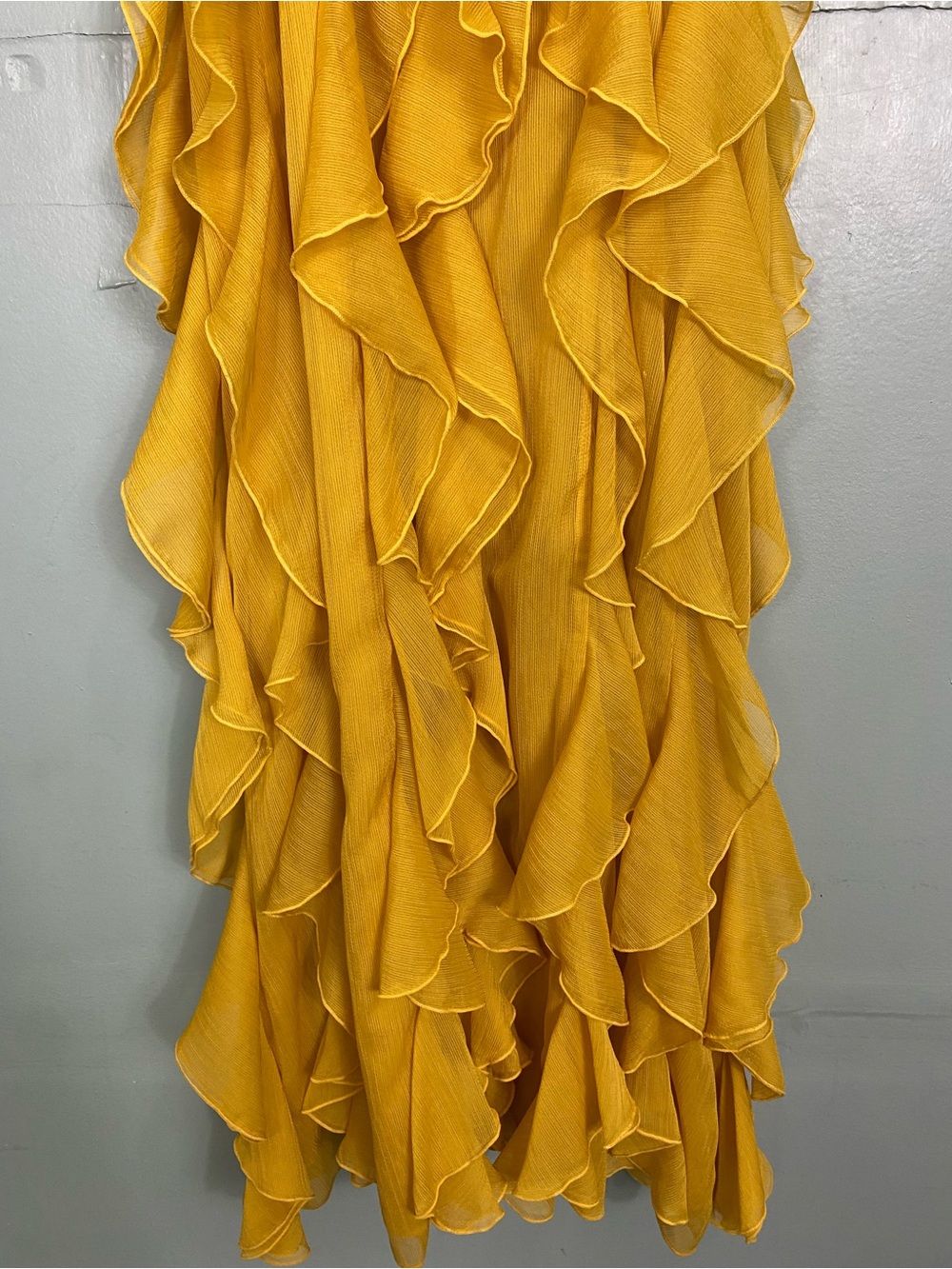 Ronny Kobo Liora Dress Ruffle Yellow Maxi XS Halter - Picture 4 of 8